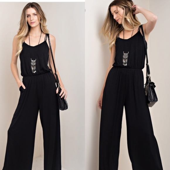 Sweetbb Pants - Black Adjustable Strap Jumpsuit
